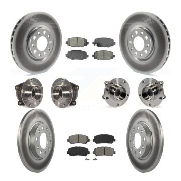 Front Rear Hub Bearing Coated Brake Rotor & Pad Kit (10Pc) For 2015-2017 Chrysler 200 AWD KBB-112219
