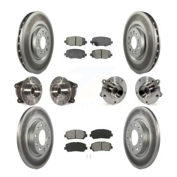 Front Rear Hub Bearing Coated Brake Rotor & Pad Kit (10Pc) For 2015-2017 Chrysler 200 AWD KBB-112220