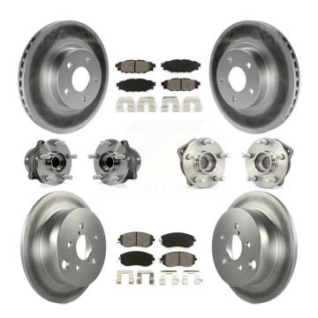 Front Rear Hub Bearings Coated Disc Brake Rotors And Pads Kit (10Pc) For Subaru Impreza KBB-112221