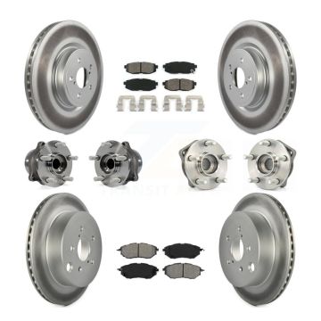 Front Rear Hub Bearing Coat Brake Rotor Pad Kit (10Pc) For 14 Subaru Forester To 01 KBB-112223