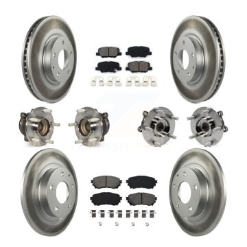 Front Rear Hub Bearings Assembly Coated Disc Brake Rotors And Pads Kit (10Pc) For Mazda 6 KBB-112225