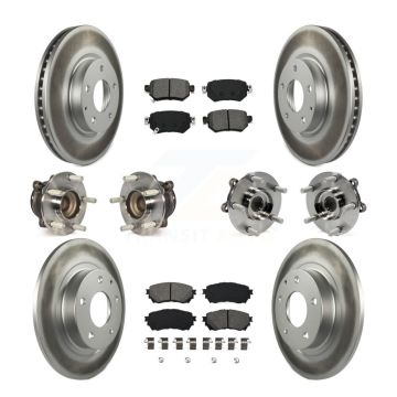 Front Rear Hub Bearing Coated Disc Brake Rotors And Pads Kit (10Pc) For 2016-2018 Mazda 6 KBB-112226