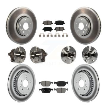 Front Rear Hub Bearing Coated Brake Rotor And Pad Kit (10Pc) For 2010-2015 Volvo XC60 AWD KBB-112228