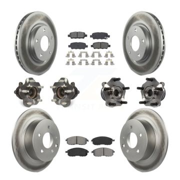 Front Rear Hub Bearings Coated Disc Brake Rotors And Pads Kit (10Pc) For Nissan Sentra KBB-112230