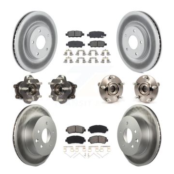 Front Rear Hub Bearing Coat Brake Rotor Pads Kit (10Pc) For 14-15 Nissan Rogue Select AWD KBB-112233