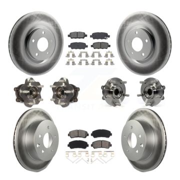 Front Rear Hub Bearing Coat Brake Rotor Pads Kit (10Pc) For Nissan Juke Nismo RS with AWD KBB-112234