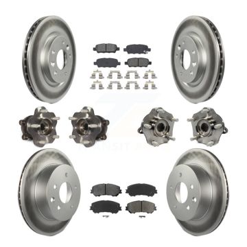 Front Rear Hub Bearing Coated Brake Rotor & Pad Kit (10Pc) For Nissan Rogue Sport Qashqai KBB-112236
