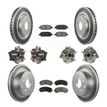 Front Rear Hub Bearings Coated Disc Brake Rotors And Pads Kit (10Pc) For Nissan Rogue KBB-112237