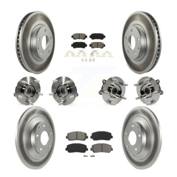 Front Rear Hub Bearing Coated Brake Rotor And Pad Kit (10Pc) For 2013-2015 Mazda CX-5 AWD KBB-112246