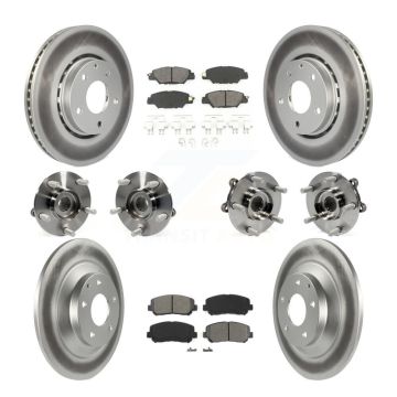 Front Rear Hub Bearing Assembly Coated Disc Brake Rotor And Pad Kit (10Pc) For Mazda CX-5 KBB-112247