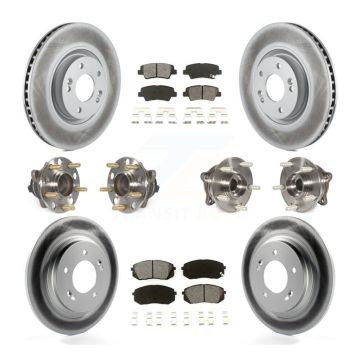 Front Rear Hub Bearing Coat Brake Rotor Pad Kit (10Pc) For 2015 Hyundai Sonata GAS engine KBB-112248