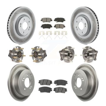 Front Rear Hub Bearings Coated Disc Brake Rotors And Pads Kit (10Pc) For Kia Sportage KBB-112249
