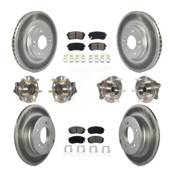 Front Rear Hub Bearing Coated Brake Rotor & Pads Kit (10Pc) For Hyundai Sonata GAS engine KBB-112251