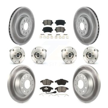 Front Rear Hub Bearing Coated Brake Rotor Pad Kit (10Pc) For Volkswagen Passat Audi CC A3 KBB-112277