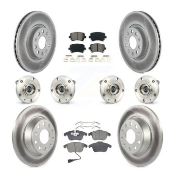 Front Rear Hub Bearing Coated Brake Rotor & Pads Kit (10Pc) For Volkswagen Tiguan Audi Q3 KBB-112278