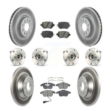 Front Rear Hub Bearings Coated Disc Brake Rotors And Pads Kit (10Pc) For Audi Q3 Quattro KBB-112279