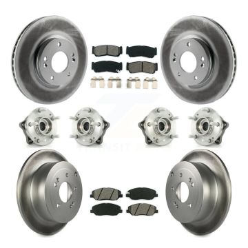 Front Rear Hub Bearing Coat Brake Rotor Pad Kit (10Pc) For 2007-2009 Hyundai Santa Fe AWD KBB-112280
