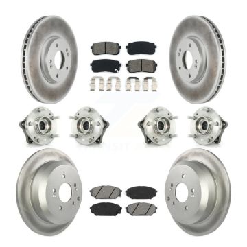 Front Rear Hub Bearing Coat Brake Rotor Pad Kit (10Pc) For 2007-2012 Hyundai Veracruz AWD KBB-112281