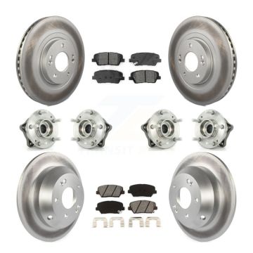 Front Rear Hub Bearing Coated Brake Rotor & Pads Kit (10Pc) For 2014-2015 Kia Sorento AWD KBB-112285