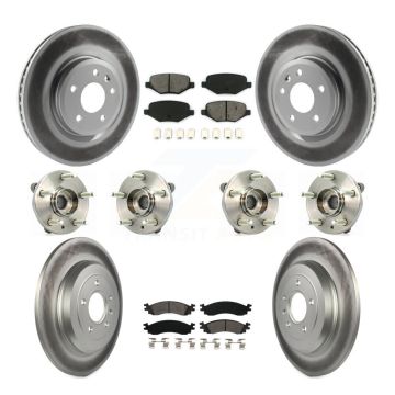 Front Rear Hub Bearing Coated Brake Rotor & Pads Kit (10Pc) For 2010-2012 Ford Taurus SHO KBB-112289