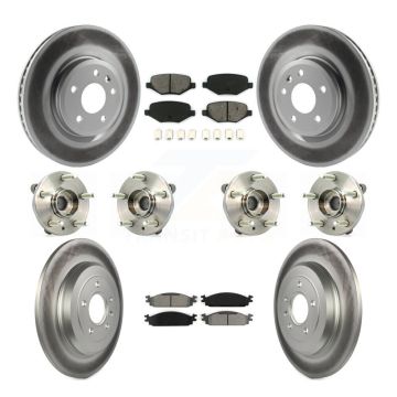 Front Rear Hub Bearing Coated Disc Brake Rotor & Pad Kit (10Pc) For 2009-2010 Lincoln MKS KBB-112290