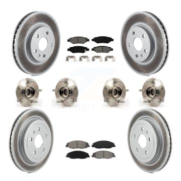 Front Rear Hub Bearings Coated Disc Brake Rotors And Pads Kit (10Pc) For Cadillac CTS KBB-112297