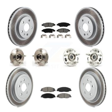 Front Rear Hub Bearings Coated Disc Brake Rotors And Pads Kit (10Pc) For Cadillac CTS KBB-112299