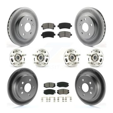 Front Rear Hub Bearing Coated Brake Rotor And Pad Kit (10Pc) For Chevrolet Malibu Limited KBB-112302
