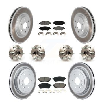 Front Rear Hub Bearing Coated Disc Brake Rotor Pads Kit (10Pc) For Cadillac SRX Saab 9-4X KBB-112303