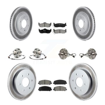 Front Rear Hub Bearings Coated Disc Brake Rotors And Pads Kit (10Pc) For Nissan Armada KBB-112315