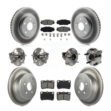 Front Rear Hub Bearing Coated Brake Rotor Pad Kit (10Pc) For 10-13 Lexus IS250 C with RWD KBB-112323