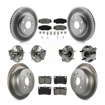 Front Rear Hub Bearings Coated Disc Brake Rotors And Pads Kit (10Pc) For Lexus IS250 KBB-112324