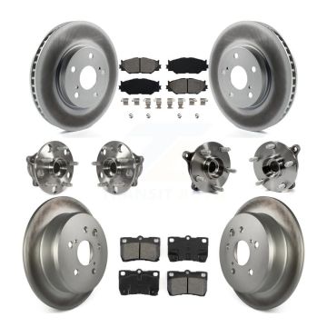 Front Rear Hub Bearings Coated Disc Brake Rotors And Pads Kit (10Pc) For Lexus IS250 KBB-112325