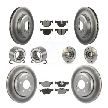 Front Rear Hub Bearing Coat Brake Rotor Pads Shoe Kit (10Pc) For 2001-2005 BMW 330Ci 330i KBB-112329