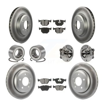 Front Rear Hub Bearing Coated Disc Brake Rotor And Pad Shoe Kit (10Pc) For 2006 BMW 330Ci KBB-112330