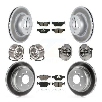 Front Rear Hub Bearing Coated Brake Rotor And Pad Shoe Kit (10Pc) For 2007 BMW 328i Wagon KBB-112335