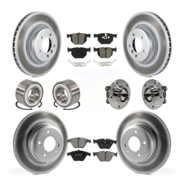 Front Rear Hub Bearing Coated Brake Rotor And Pad Shoe Kit (10Pc) For BMW 335i 335is 335d KBB-112336