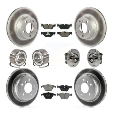Front Rear Wheel Hub Bearing Coated Disc Brake Rotor And Pad Shoe Kit (10Pc) For BMW 328i KBB-112338