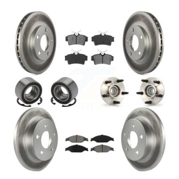 Front Rear Hub Bearing Coated Disc Brake Rotors And Pads Shoe Kit (10Pc) For Ford Mustang KBB-112340
