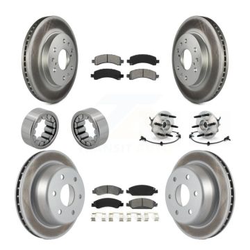 Front Rear Hub Bearing Coated Brake Rotor Pads Shoe Kit (10Pc) For Chevrolet Express 1500 KBB-112351