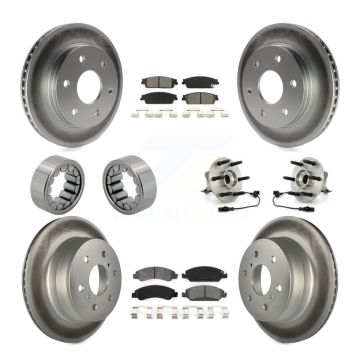 Front Rear Hub Bearing Coated Disc Brake Rotor & Pads Shoe Kit (10Pc) For GMC Sierra 1500 KBB-112360