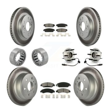 Front Rear Hub Bearing Coated Brake Rotor Pad Shoe Kit (10Pc) For Chevrolet Avalanche GMC KBB-112367