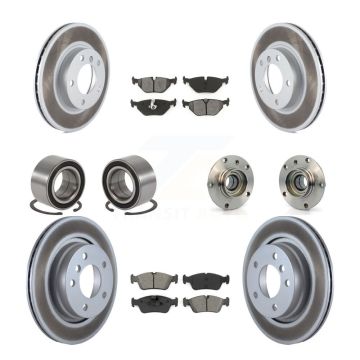 Front Rear Hub Bearing Coated Disc Brake Rotor And Pad Shoe Kit (10Pc) For BMW 328i 328is KBB-112377