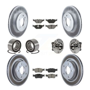 Front Rear Hub Bearing Coated Disc Brake Rotor And Pad Shoe Kit (10Pc) For 2006 BMW 325Ci KBB-112380
