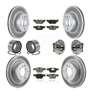 Front Rear Hub Bearing Coated Disc Brake Rotor Pad Shoe Kit (10Pc) For BMW 328i 323i 325i KBB-112381