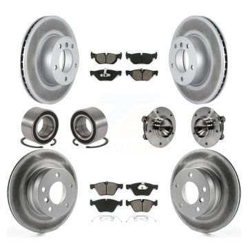 Front Rear Hub Bearing Coated Disc Brake Rotor Pad Shoe Kit (10Pc) For 2008-2013 BMW 128i KBB-112382