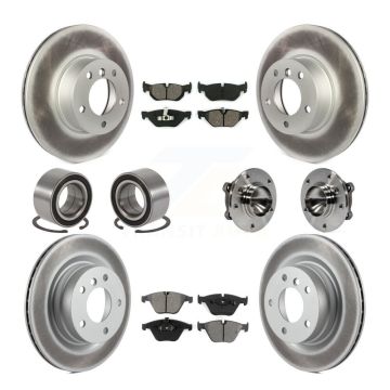 Front Rear Wheel Hub Bearing Coated Disc Brake Rotor And Pad Shoe Kit (10Pc) For BMW 328i KBB-112384