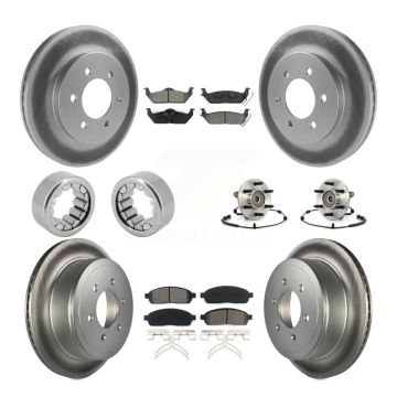 Front Rear Hub Bearing Coat Brake Rotor Pad Shoe Kit (10Pc) For 06-08 Lincoln Mark LT 4WD KBB-112447