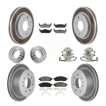 Front Rear Hub Bearing Coat Brake Rotor Pad Shoe Kit (10Pc) For 06-08 Lincoln Mark LT 4WD KBB-112449
