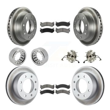 Front Rear Hub Bearing Coated Brake Rotor Pad Shoe Kit (10Pc) For GMC Chevrolet Silverado KBB-112452